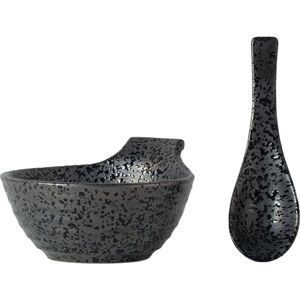 JADE TEMPLE Keramische soepkom met lepel, zwart, inhoud 330 ml, 1 set JADE TEMPLE Keramische soepkom met lepel, zwart, inhoud 330 ml, 1 set