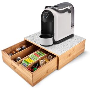 Avilia Koffiepad- en capsulehouder van bamboe met glazen plank in granietlook, organizer voor hoekkoffie en thee, 30 x 30 x 10 cm, elegant en compact voor thuis en op kantoor Avilia Koffiepad- en capsulehouder van bamboe met glazen plank in granietlook, organizer voor hoekkoffie en thee, 30 x 30 x 10 cm, elegant en compact voor thuis en op kantoor