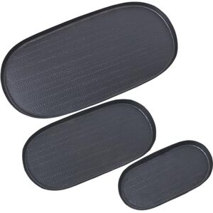 DRW Set van 3 dienbladen van aluminium, zwart gesneden, 21 x 11, 30 x 15 en 40 x 20 x 1,5 cm DRW Set van 3 dienbladen van aluminium, zwart gesneden, 21 x 11, 30 x 15 en 40 x 20 x 1,5 cm