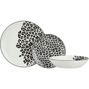 Delys-By-Verceral Delys 546151 Tafelservies van porselein, 18-delig voor 6 personen, platte borden, diepe borden, dessertborden, kleur zwart, LEOPARD decor Delys-By-Verceral Delys 546151 Tafelservies van porselein, 18-delig voor 6 personen, platte borden, diepe borden, dessertborden, kleur zwart, LEOPARD decor