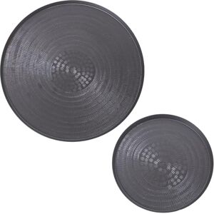 DRW Set van 2 ronde dienbladen van aluminium, gesneden in zwart, 23 x 23 x 38 cm DRW Set van 2 ronde dienbladen van aluminium, gesneden in zwart, 23 x 23 x 38 cm