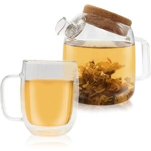 Horae Theepot met mok Theepot van borosilicaatglas 700 ml en dubbelwandige glazen beker van 350 ml Cadeau-idee om cadeau te geven Horae Theepot met mok Theepot van borosilicaatglas 700 ml en dubbelwandige glazen beker van 350 ml Cadeau-idee om cadeau te geven