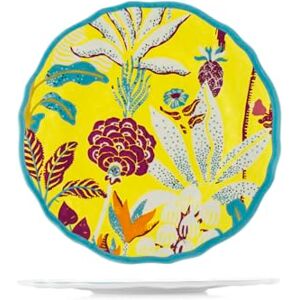 H&H , Set van 6 borden van melamine versierd, bloemdesign met gekleurde rand, robuust, licht, perfect voor buiten, camping, tuin, terras, camper H&H , Set van 6 borden van melamine versierd, bloemdesign met gekleurde rand, robuust, licht, perfect voor buiten, camping, tuin, terras, camper