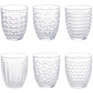 Tivoli Waterglazen, 320 ml, 6 stuks, van glas, transparant, met reliëfversiering, Geometrie Light Tivoli Waterglazen, 320 ml, 6 stuks, van glas, transparant, met reliëfversiering, Geometrie Light