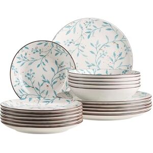 MÄSER Olive Series 18-delige serviesset, moderne bordenset voor 6 personen, porselein (turquoise) MÄSER Olive Series 18-delige serviesset, moderne bordenset voor 6 personen, porselein (turquoise)