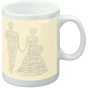 WEDDING-MUG-01IT mok van keramiek met typografisch patroon 9,2 x 8 x 8 cm zwart WEDDING-MUG-01IT mok van keramiek met typografisch patroon 9,2 x 8 x 8 cm zwart
