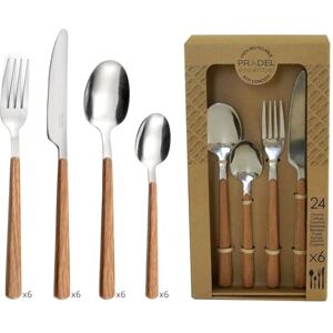 Pradel Essentiel Amefa Bosquet Bestekset, 24-delig, roestvrij staal 18/0, houten handvat, vaatwasmachinebestendig Pradel Essentiel Amefa Bosquet Bestekset, 24-delig, roestvrij staal 18/0, houten handvat, vaatwasmachinebestendig
