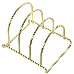 DRW Tablethouder voor 3 dienbladen van metaal, goudkleurig, 14 x 12 x 13 cm DRW Tablethouder voor 3 dienbladen van metaal, goudkleurig, 14 x 12 x 13 cm