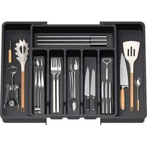 KOOSREEL Uitschuifbaar vak voor lade, bestek, organizer voor laden voor de keuken, opbergstandaard van kunststof voor bestek, lepels, vorken, enz KOOSREEL Uitschuifbaar vak voor lade, bestek, organizer voor laden voor de keuken, opbergstandaard van kunststof voor bestek, lepels, vorken, enz