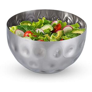 Relaxdays saladeschaal rond, gehamerd design, rvs, voor snacks & salade, Ø 15 cm, deco schaal voor de keuken, zilver Relaxdays saladeschaal rond, gehamerd design, rvs, voor snacks & salade, Ø 15 cm, deco schaal voor de keuken, zilver