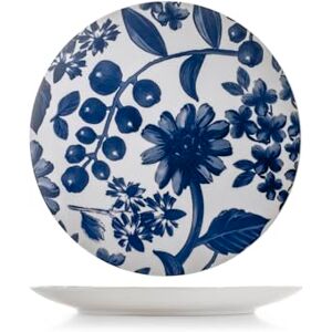 H&H , Grandiflora Set van 6 platte borden van porselein, blauw, versierd, 27 cm, elegantie en functionaliteit voor elke tafel H&H , Grandiflora Set van 6 platte borden van porselein, blauw, versierd, 27 cm, elegantie en functionaliteit voor elke tafel
