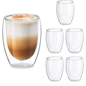 Relaxdays latte macchiato glazen, set van 6, dubbelwandig, 350 ml, vaatwasserbestendig, koffieglazen, transparant Relaxdays latte macchiato glazen, set van 6, dubbelwandig, 350 ml, vaatwasserbestendig, koffieglazen, transparant