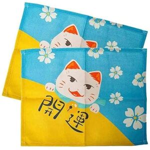 lachineuse 2 placemats Maneki Neko & kersenbloesems Japanse stoffen placemats 40 x 30 cm Cadeau-idee Japan Keuken Kat Aziatisch decoratief object Blauw & Geel lachineuse 2 placemats Maneki Neko & kersenbloesems Japanse stoffen placemats 40 x 30 cm Cadeau-idee Japan Keuken Kat Aziatisch decoratief object Blauw & Geel
