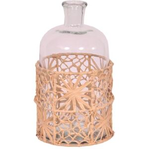 Romimex Fles, bruin, transparant, bast, glas, 14 x 26 x 14 cm Romimex Fles, bruin, transparant, bast, glas, 14 x 26 x 14 cm