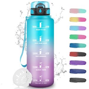 Grsta Drinkfles, 1,5 liter, motiverende drinkfles, sportfles, lekvrij, drinkfles met tijdschema's om te drinken, drinkfles 1,5 l, voor volwassenen, werk, school, yoga, kantoor, fiets Grsta Drinkfles, 1,5 liter, motiverende drinkfles, sportfles, lekvrij, drinkfles met tijdschema's om te drinken, drinkfles 1,5 l, voor volwassenen, werk, school, yoga, kantoor, fiets