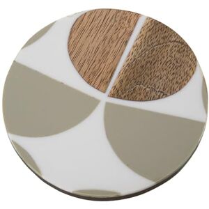 DRW Set van 4 onderzetters van hars en hout in grijs en naturel, 10 x 10 x 0,8 cm DRW Set van 4 onderzetters van hars en hout in grijs en naturel, 10 x 10 x 0,8 cm