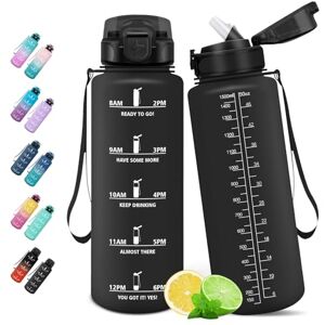 HoneyHolly Drinkfles, sport, 1,5 l, met rietje, lekvrij, met tijdmarkering, koolzuurhoudende drinkfles, geschikt voor outdoor, fietsen, fitness, yoga HoneyHolly Drinkfles, sport, 1,5 l, met rietje, lekvrij, met tijdmarkering, koolzuurhoudende drinkfles, geschikt voor outdoor, fietsen, fitness, yoga