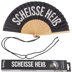 Fisura – Originele handwaaier met de boodschap Sch*isse Heet Moderne en grappige houten waaiers. Zwart-witte waaiers. Vakken met waaierhouder. Afmetingen: 42,5 x 23 cm. Fisura – Originele handwaaier met de boodschap Sch*isse Heet Moderne en grappige houten waaiers. Zwart-witte waaiers. Vakken met waaierhouder. Afmetingen: 42,5 x 23 cm.