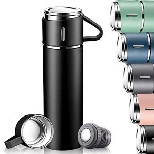 TOPAHGOD Thermosfles van Roestvrij Staal 500 Ml, Bpa-Vrij Dubbele Geïsoleerde Wandbescherming Drinkfles, Herbruikbaar en Lekvrije Thermosfles met Beker en Handvat, Take Away Beker voor Thee en Koffie (Zwart) TOPAHGOD Thermosfles van Roestvrij Staal 500 Ml, Bpa-Vrij Dubbele Geïsoleerde Wandbescherming Drinkfles, Herbruikbaar en Lekvrije Thermosfles met Beker en Handvat, Take Away Beker voor Thee en Koffie (Zwart)