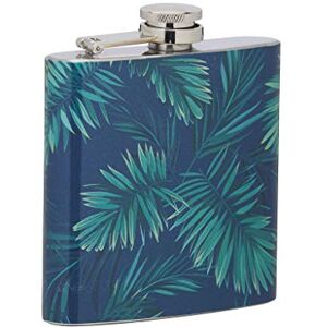 BarCraft BCPALMFLSK heupfles met tropische palmprint ontwerp, roestvrij staal, 175 ml BarCraft BCPALMFLSK heupfles met tropische palmprint ontwerp, roestvrij staal, 175 ml