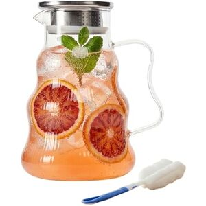 Relaxdays glazen karaf met deksel, 1688 ml, hittebestendig borosilicaatglas, water & thee, transparant/zilver, 20x12x17 Relaxdays glazen karaf met deksel, 1688 ml, hittebestendig borosilicaatglas, water & thee, transparant/zilver, 20x12x17