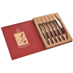 Laguiole Heritage steakmessenset 6-delig Roestvrijstalen steakmes met fijn houten heft Handgemaakt bestek in geschenkverpakking Premium vleesmes voor steak, grill & BBQ Laguiole Heritage steakmessenset 6-delig Roestvrijstalen steakmes met fijn houten heft Handgemaakt bestek in geschenkverpakking Premium vleesmes voor steak, grill & BBQ