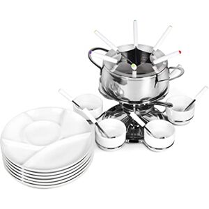 Ribelli Fondueset 28 stuks roestvrij staal 6x vork, lepel, bord, fonduekom fonduevlees 6 personen Ribelli Fondueset 28 stuks roestvrij staal 6x vork, lepel, bord, fonduekom fonduevlees 6 personen