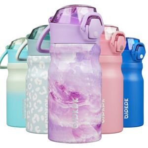 BJPKPK Roestvrij staal Geïsoleerde Waterfles Met Stro Deksel 410 ml Herbruikbare Metalen Thermosflessen Houden Koud En Heet, Dawn BJPKPK Roestvrij staal Geïsoleerde Waterfles Met Stro Deksel 410 ml Herbruikbare Metalen Thermosflessen Houden Koud En Heet, Dawn