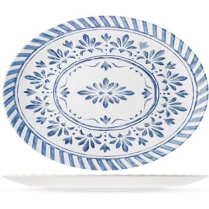 H&H , Set van 6 ovale borden Azulejo van melamine, 100% gedecoreerd, 35 x 26 cm, vaatwasmachinebestendig H&H , Set van 6 ovale borden Azulejo van melamine, 100% gedecoreerd, 35 x 26 cm, vaatwasmachinebestendig