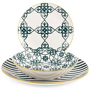 H&H 9185400 Coupe tafelservies, porselein, Dekoro Emerald, 18-delig, porselein H&H 9185400 Coupe tafelservies, porselein, Dekoro Emerald, 18-delig, porselein