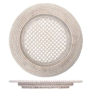 H&H ronde witte rotan placemat met vleugel, 32 cm H&H ronde witte rotan placemat met vleugel, 32 cm
