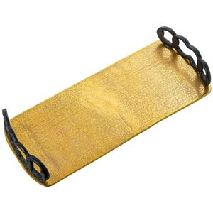 DRW Rechthoekig dienblad met aluminium handgrepen in goud en zwart, 43 x 18 x 9 cm DRW Rechthoekig dienblad met aluminium handgrepen in goud en zwart, 43 x 18 x 9 cm