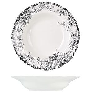H&H Mayfair Set van 6 soepborden, porselein, grijs en wit, 22,5 cm, Engelse stijl H&H Mayfair Set van 6 soepborden, porselein, grijs en wit, 22,5 cm, Engelse stijl