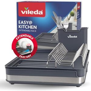 Vileda Afdruiprek voor servies, ruimtebesparend design met bestekhouder, uittrekbaar, roestvrij en duurzaam, perfect voor borden, glazen en ander bestek Vileda Afdruiprek voor servies, ruimtebesparend design met bestekhouder, uittrekbaar, roestvrij en duurzaam, perfect voor borden, glazen en ander bestek