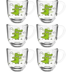 Leonardo Bambini 022900 Glazen mokken, 6-delige set, kinderbekers van glas met diermotief, vaatwasmachinebestendige theekopjes, krokodillengroen, 6 stuks, 280 ml Leonardo Bambini 022900 Glazen mokken, 6-delige set, kinderbekers van glas met diermotief, vaatwasmachinebestendige theekopjes, krokodillengroen, 6 stuks, 280 ml