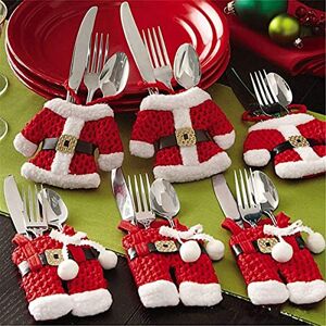 Uten 6x Kerst Bestek Zilverwerk Houders Zakken Messen Vorken Tas Kerstman Pak Xmas Party Diner Tafel Decoratie (Rood) Uten 6x Kerst Bestek Zilverwerk Houders Zakken Messen Vorken Tas Kerstman Pak Xmas Party Diner Tafel Decoratie (Rood)
