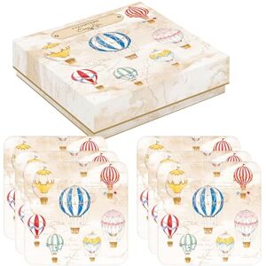 Easy Life R0952-AIRB Set van 6 Onderzetters van Porselein en Kurk - Air Balloons Easy Life R0952-AIRB Set van 6 Onderzetters van Porselein en Kurk - Air Balloons