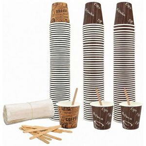 COFFISANO Set van 150 koffiemokken 75 ml bruin papier + 150 houten stokjes; wegwerpbekers en roerstaafjes, recyclebaar, voor restaurants, kantoor, sport, bar, espresso COFFISANO Set van 150 koffiemokken 75 ml bruin papier + 150 houten stokjes; wegwerpbekers en roerstaafjes, recyclebaar, voor restaurants, kantoor, sport, bar, espresso