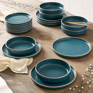 GENEVIEVE LETHU Geneviève Lethu 545869 Tafelservies van aardewerk, blauw, 18-delig voor 6 personen, platte borden, soepborden, dessertborden, rechte vorm, emaille rand, AEKI-collectie GENEVIEVE LETHU Geneviève Lethu 545869 Tafelservies van aardewerk, blauw, 18-delig voor 6 personen, platte borden, soepborden, dessertborden, rechte vorm, emaille rand, AEKI-collectie