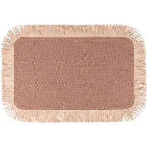 Tivoli Rechthoekige placemat 45 x 30 cm van jute, franjes van papier Tivoli Rechthoekige placemat 45 x 30 cm van jute, franjes van papier