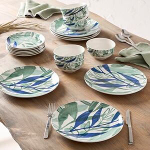 GENEVIEVE LETHU Geneviève Lethu 545868 porseleinen tafelservies 18-delig voor 6 personen, platte borden, dessertborden, kommen, bloemendecoratie, blauw, wit, groen, Kalamata collectie GENEVIEVE LETHU Geneviève Lethu 545868 porseleinen tafelservies 18-delig voor 6 personen, platte borden, dessertborden, kommen, bloemendecoratie, blauw, wit, groen, Kalamata collectie