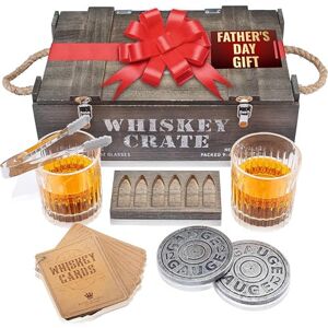 Royal Reserve Whisky Gift Set Whisky Glas Set van 2, Bullet Stones Onderzetters, Houten Doos Verjaardagscadeau voor Man Royal Reserve Whisky Gift Set Whisky Glas Set van 2, Bullet Stones Onderzetters, Houten Doos Verjaardagscadeau voor Man