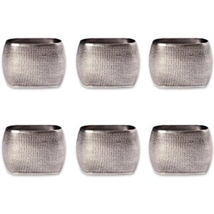 DII Diverse servetringenset, messing, zilver getextureerd vierkant, eenheidsmaat DII Diverse servetringenset, messing, zilver getextureerd vierkant, eenheidsmaat