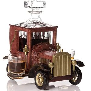 Kemstood Whiskykaraf set met glazen en ouderwetse vintage autostandaard Bourbon karaf set met glazen voor drank, wodka whiskygeschenken voor mannen likeurkaraf woonbaraccessoires Kemstood Whiskykaraf set met glazen en ouderwetse vintage autostandaard Bourbon karaf set met glazen voor drank, wodka whiskygeschenken voor mannen likeurkaraf woonbaraccessoires
