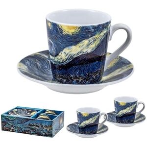 DRW Set van 2 kopjes met porseleinen borden voor sterrennacht, beker: 6 x 6 x 6 cm DRW Set van 2 kopjes met porseleinen borden voor sterrennacht, beker: 6 x 6 x 6 cm