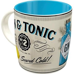 ART Retro koffiemok, 330 ml, Gin & Tonic Served Cold – Cadeau idee als bar decoratie, mok van keramiek, vintage design ART Retro koffiemok, 330 ml, Gin & Tonic Served Cold – Cadeau idee als bar decoratie, mok van keramiek, vintage design
