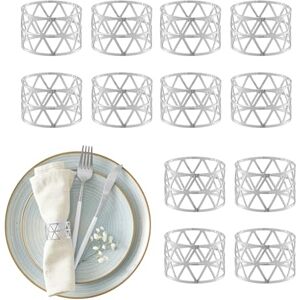 Relaxdays servetringen set van 12, geometrisch, HxØ: 3x4,5 cm, servethouders, papieren & stoffen servetten, zilver Relaxdays servetringen set van 12, geometrisch, HxØ: 3x4,5 cm, servethouders, papieren & stoffen servetten, zilver
