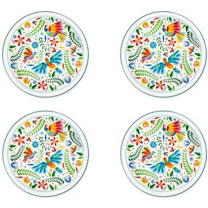 Excelsa Mexican Flowers Set van 4 porseleinen borden, bloemenpatroon, diameter 30,5 cm Excelsa Mexican Flowers Set van 4 porseleinen borden, bloemenpatroon, diameter 30,5 cm