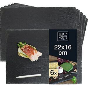 Moritz & Moritz Set van 6 leisteen dienbladen 22 x 16 cm met krijtstift leisteenplaten voor buffet, sushi en kaas perfect voor inrichting en als decoratie Moritz & Moritz Set van 6 leisteen dienbladen 22 x 16 cm met krijtstift leisteenplaten voor buffet, sushi en kaas perfect voor inrichting en als decoratie