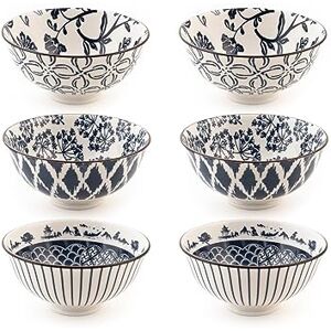 H&H Seta Set van 6 porseleinen schaaltjes, rond, verschillende decoraties, 12 cm H&H Seta Set van 6 porseleinen schaaltjes, rond, verschillende decoraties, 12 cm